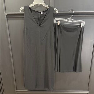 (2) DKNY Black Sleeveless Dress and Skirt Set
